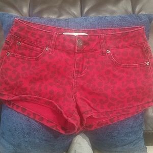 Red leopard print shorts